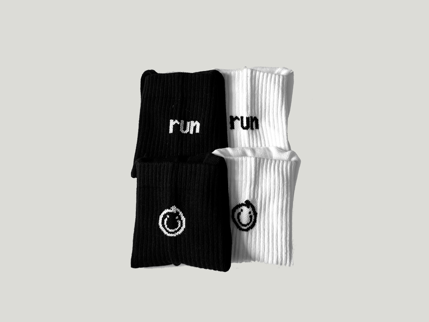 Run Series Socks 2 Pairs Total（Black&White）One Size